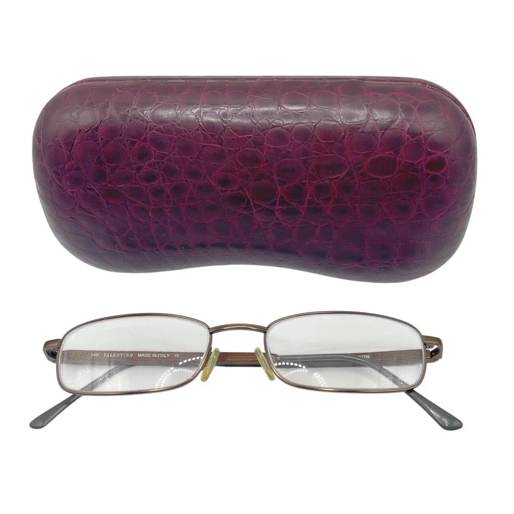 Valentino Eyeglasses 1153 Brown/Wood 0ZR8‎ 145 4/6 53-18 W Y2K Metal Frame Bratz