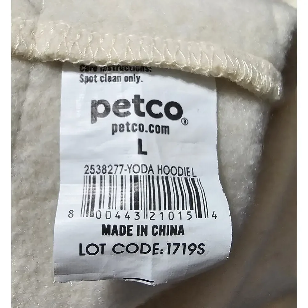 Petco Star Wars Pet Fans Collection Yoda Dog Hoodie Sweater Costume Size L Large