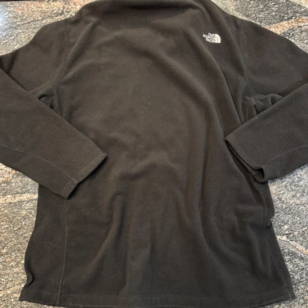 The North Face Fleece Jacket Mens XL Black Full Zip Mock Neck Logo Outdoor