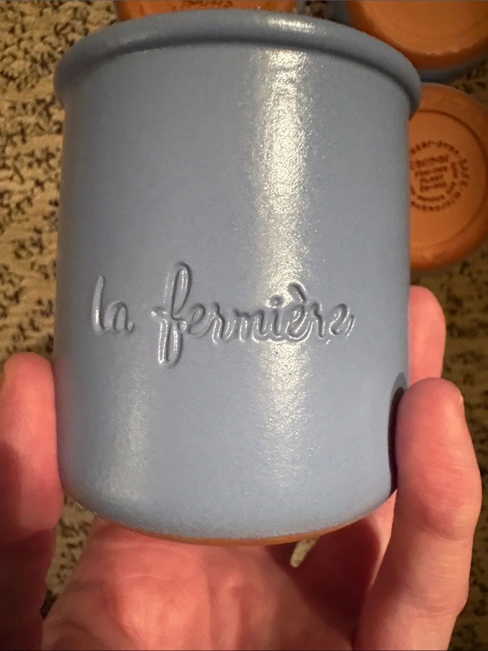 La Fermiere blue ceramic