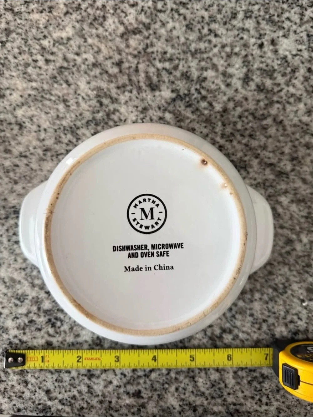 Martha Stewart White Ceramic Covered Casserole with Gold Accent