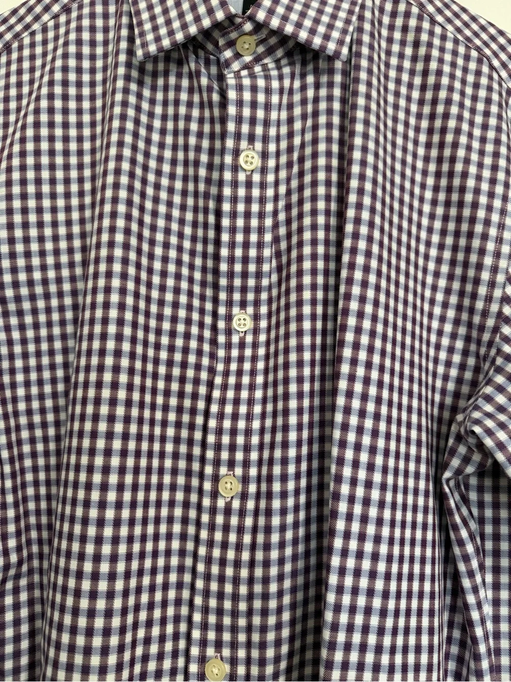 ✔️Banana Republic Magenta/Purplish and White Gingham Dress Shirt 👔