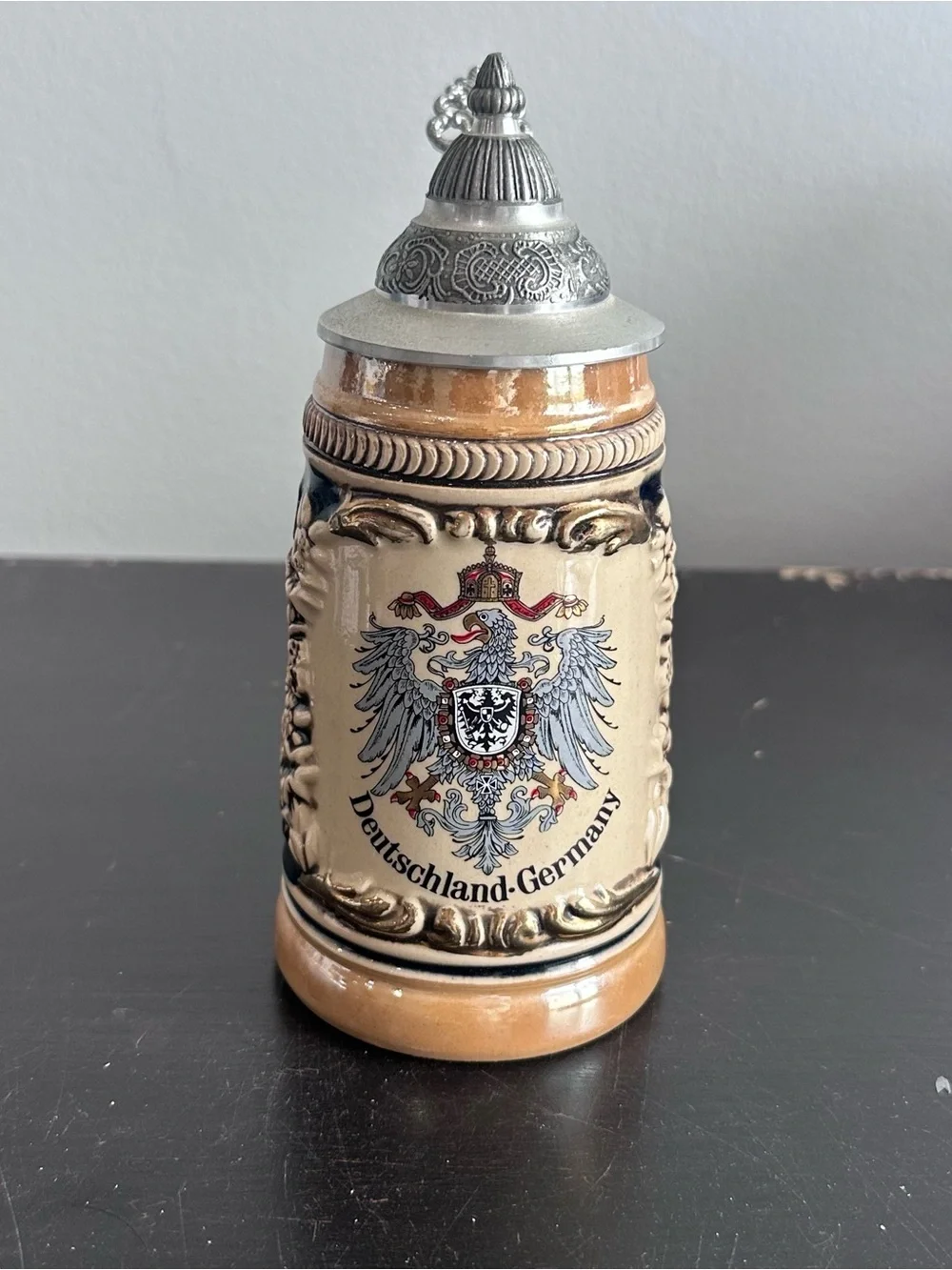 Vintage Germany Lidded Beer Stein Ceramic‎ Deutschland-Germany Eagle Crest