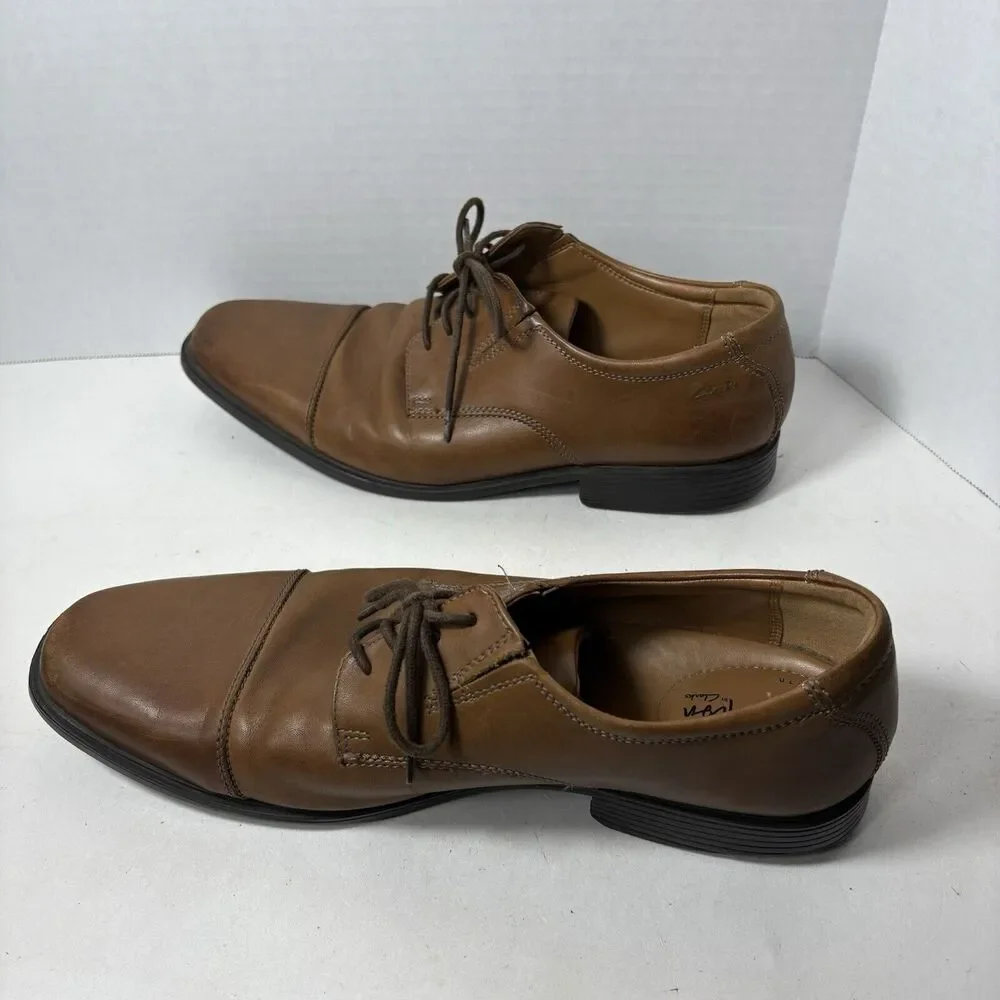 Clarks Collection Shoes Mens Size 11.5 Brown Oxfords Dress Whiddon Cap 15770‎ F2