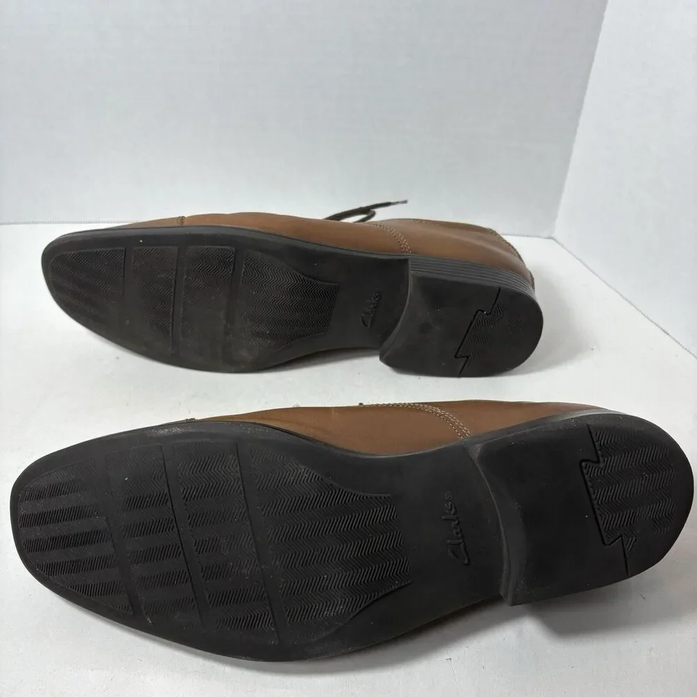 Clarks Collection Shoes Mens Size 11.5 Brown Oxfords Dress Whiddon Cap 15770‎ F2