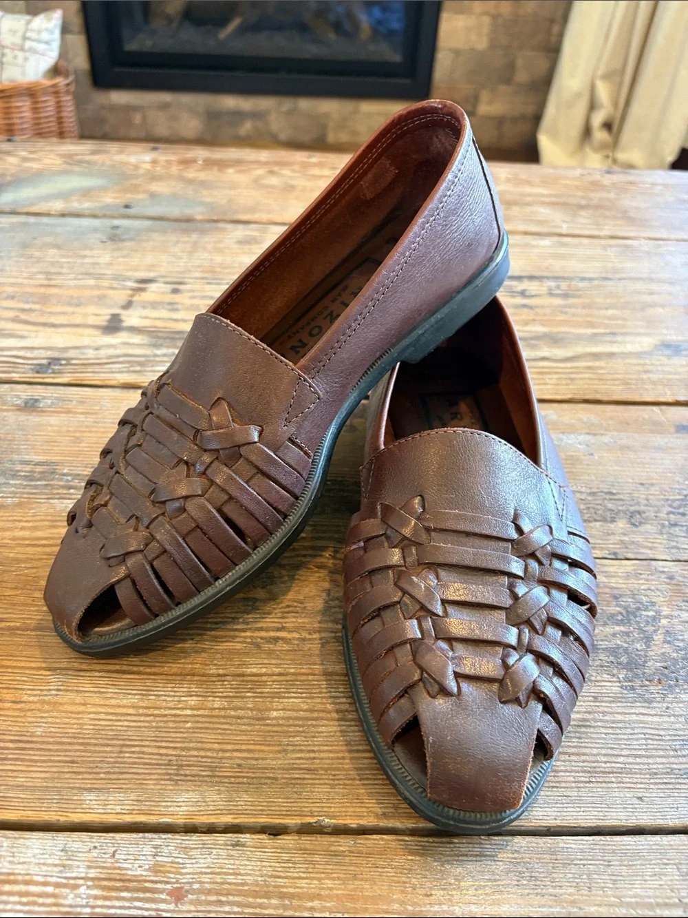 Vintage Arizona Jean Company Woven Leather Huarache Loafers