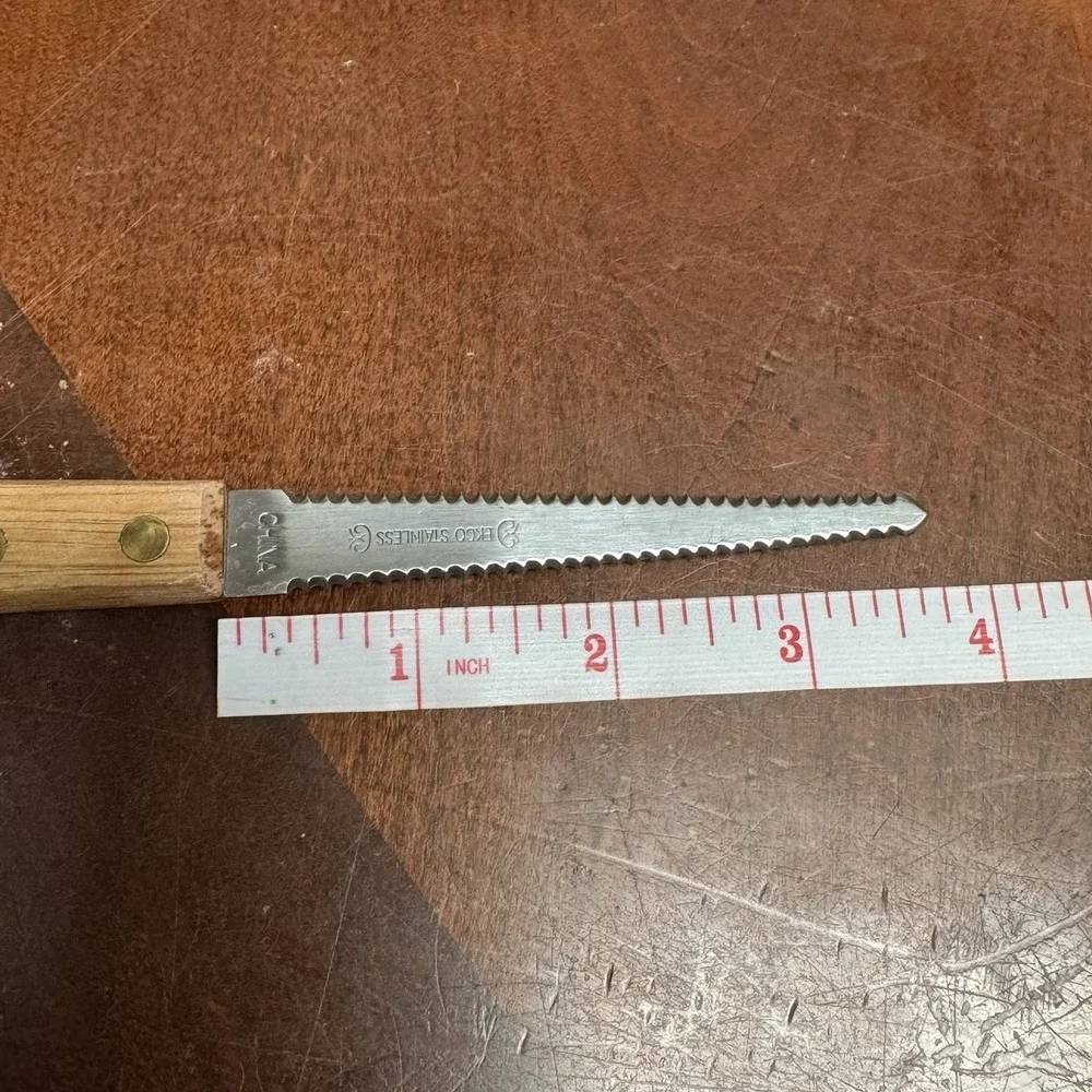 Ekco‎ Stainless Steel Serrated Double Sided Blade Grapefruit Knife Wood Handle