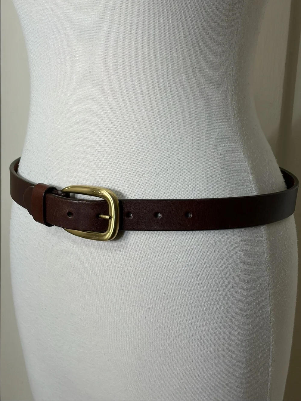 Classic Brown Genuine Leather Belt with Brass Buckle ML