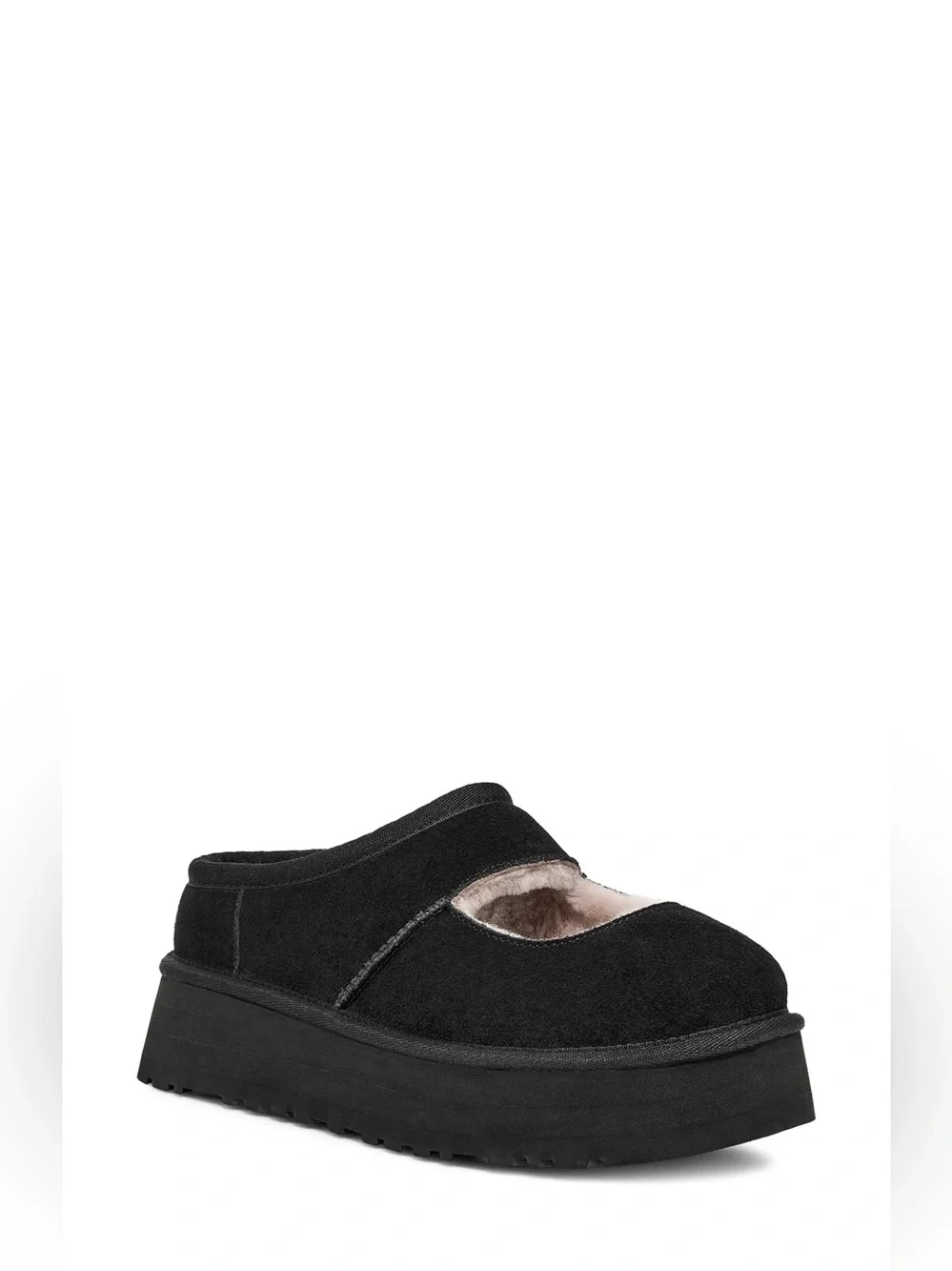 NWOB UGG Bea Mary Jane Black Wool Lined Platform Sandals Sz US 6,7