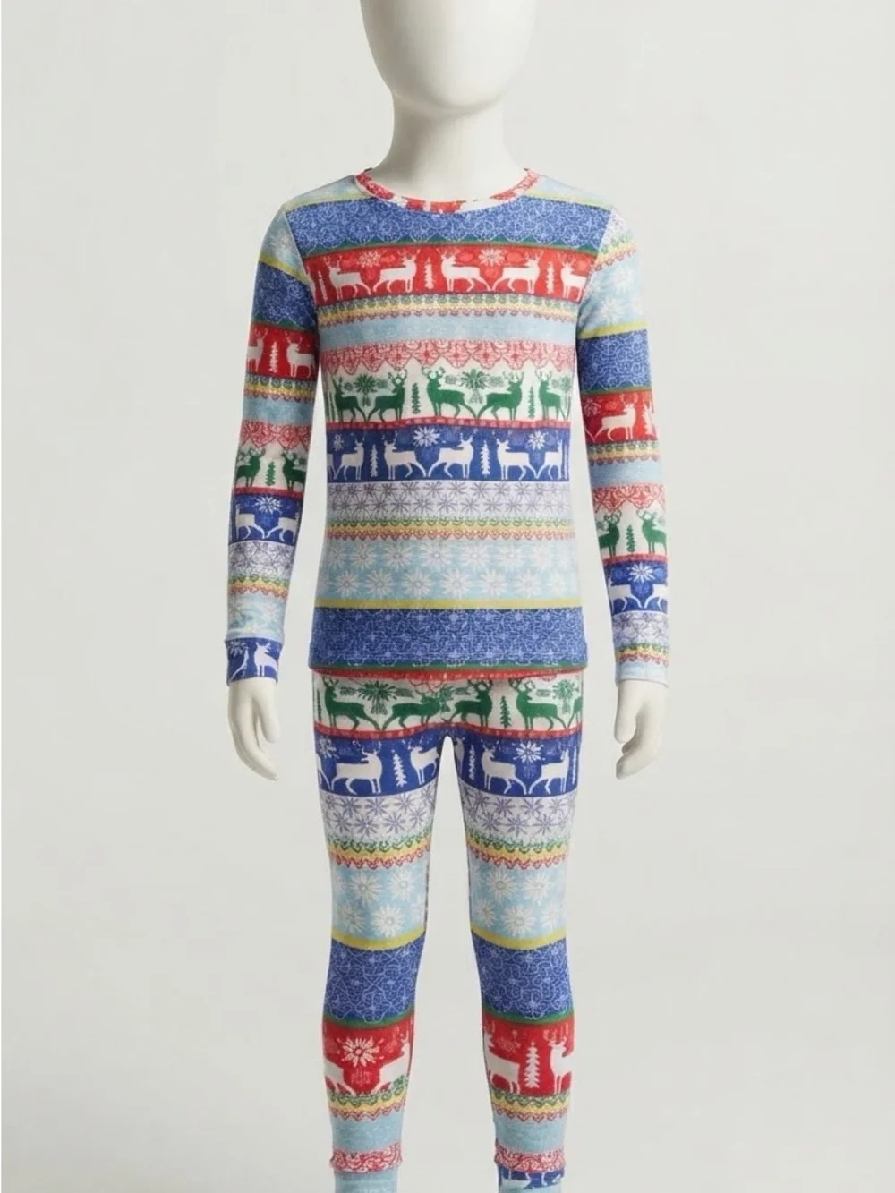 Place Kids Multicolor Red Blue Green Holiday Reindeer Pajama Set