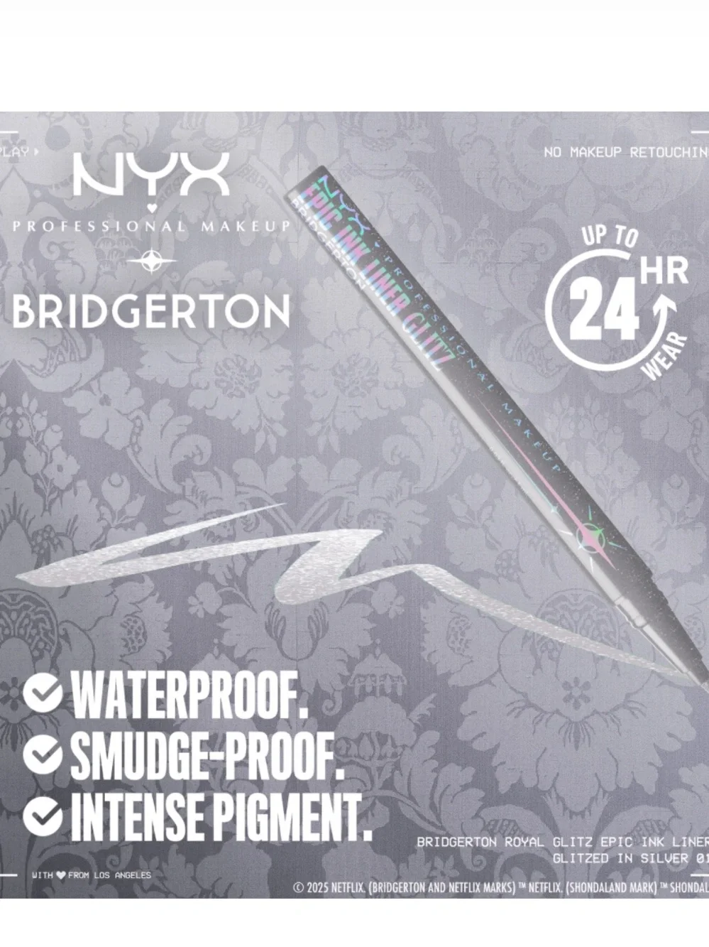 NYX BRIDGERTON ROYAL EPIC INK LINER GLITZ in Glitzed in Silver 1ml BRAND NEW