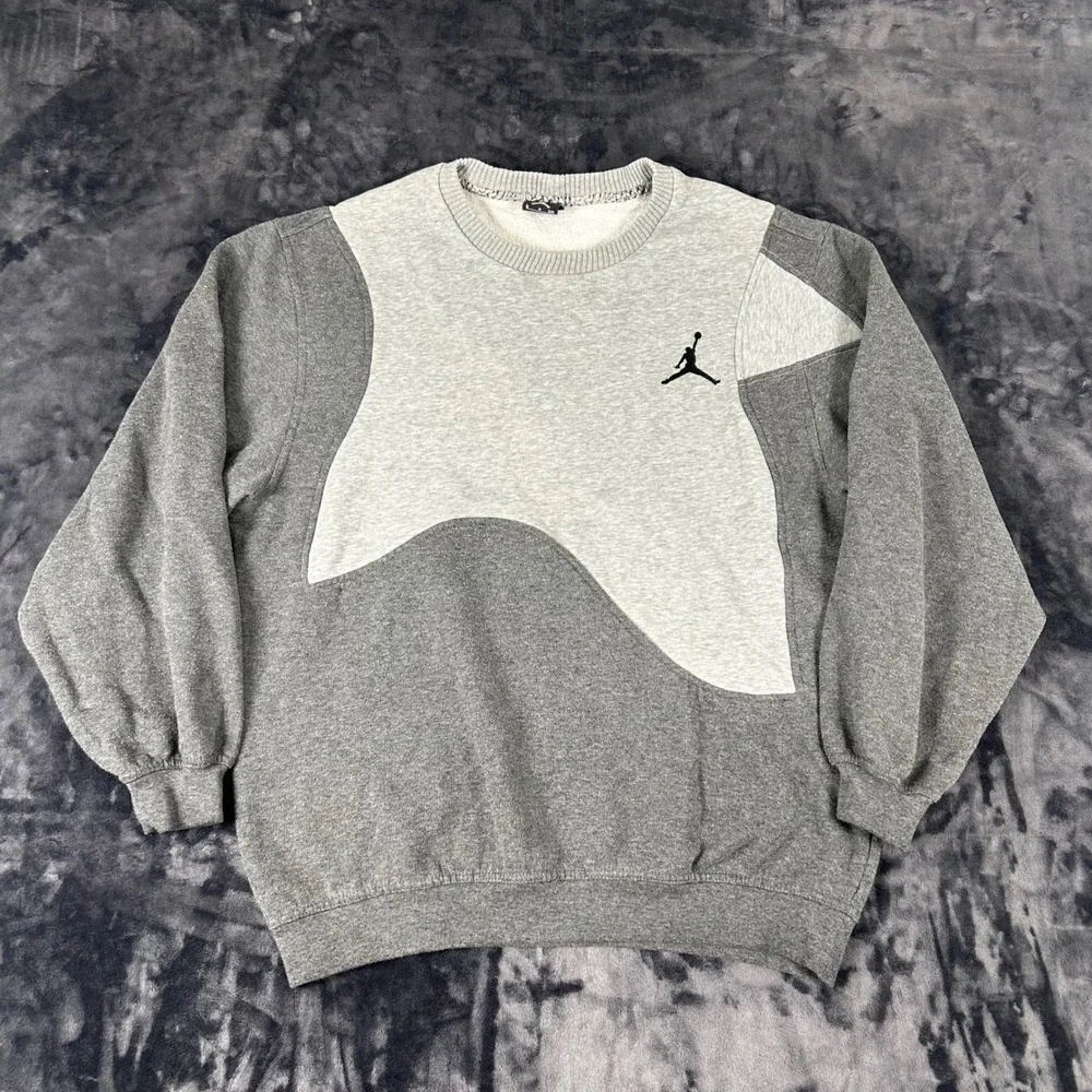 Jordan Sweatshirt Mens Small Grey‎ Colorblock Jumpman Fleece Pullover 2460