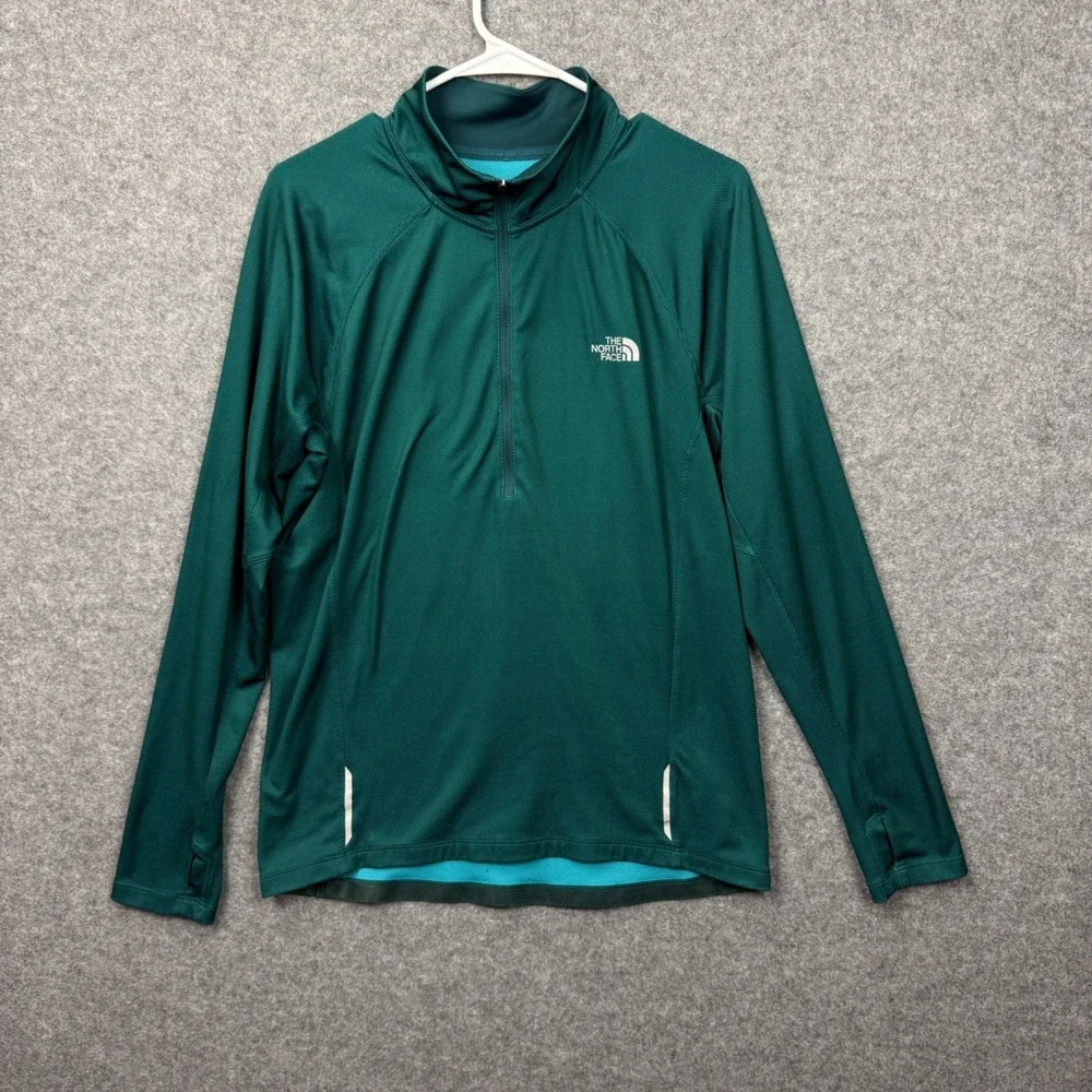 The‎ North Face Mens FlashDry Quarter Zip Pullover Green Long Sleeve Size M