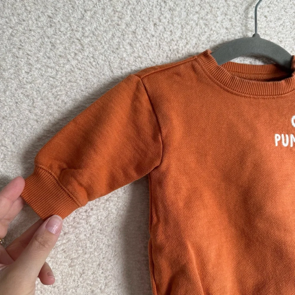 Oh‎ Hi Pumpkin Pie Harvest Orange Long Sleeve Sweatshirt Body Suit Size 3 months