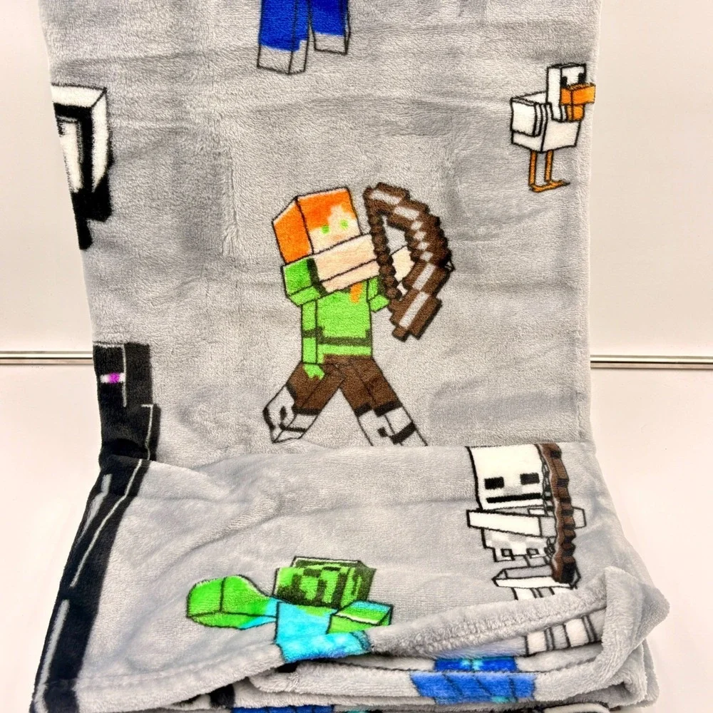 Minecraft plush throw