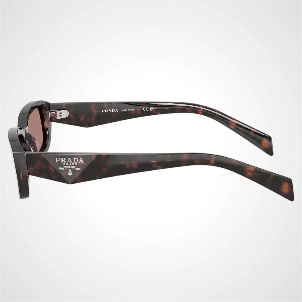 New PRADA Sunglasses Brown Tortoise Symbole Logo Rectangle w/ Case