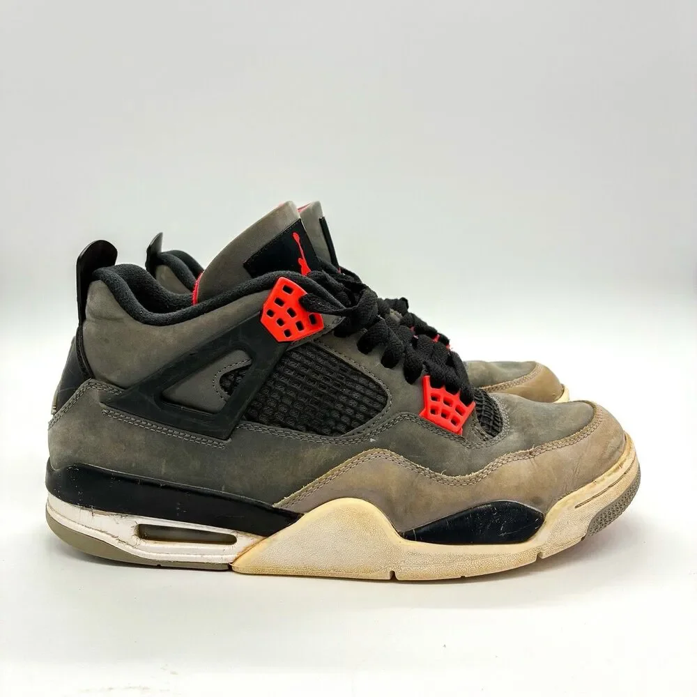 Nike Air Jordan 4 Retro Infrared Men's Size 9.5 Grey Black Red DH6927-061 USED