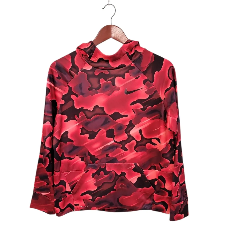 Nike Red Camouflage Pullover Hoodie Boys Size XL Athletic Swoosh‎ Sports Outdoor