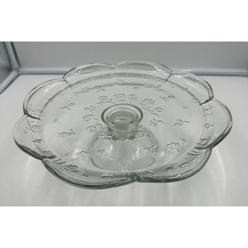 Vintage Pedestal Glass Cake Stand with Dome Holds 12