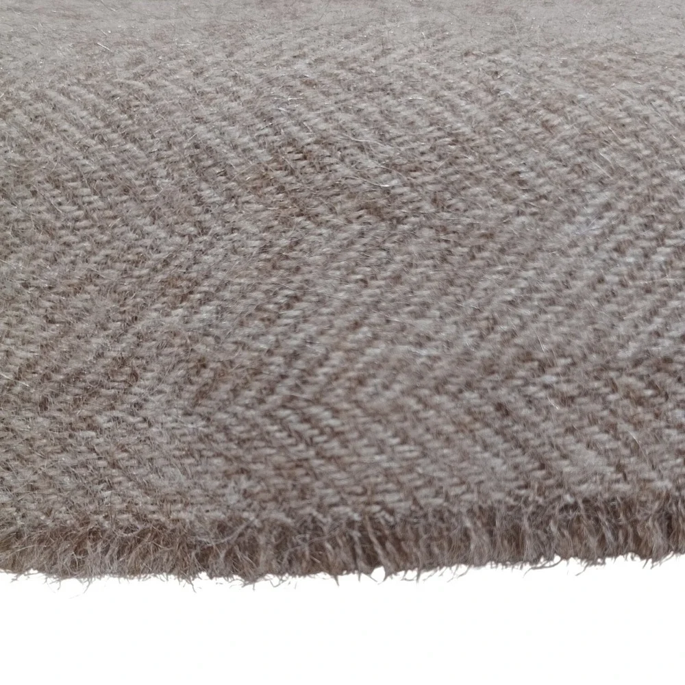 Alicia Adams 100% Alpaca Herringbone Throw Blanket Taupe 60x59 Quiet Luxury