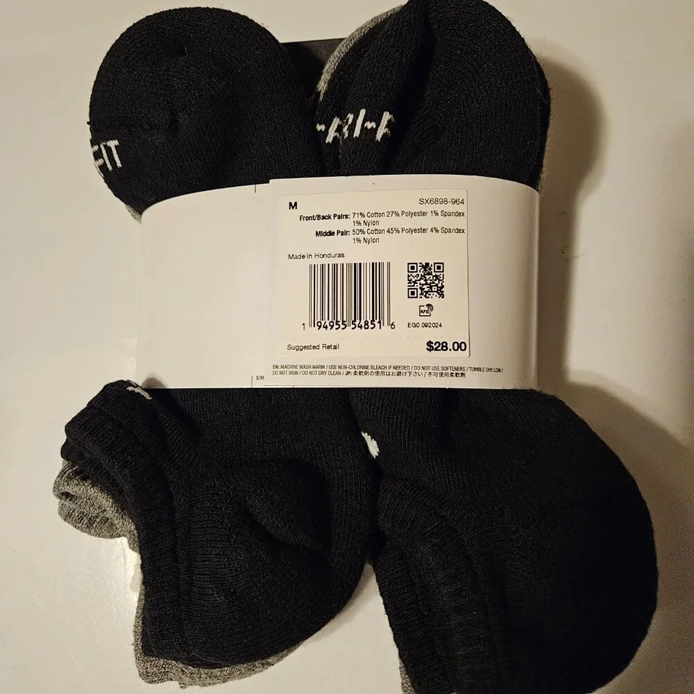 6 Pair Women's Nike No Show Socks Size M Everyday Plus Cushioned Cotton 6 Pack