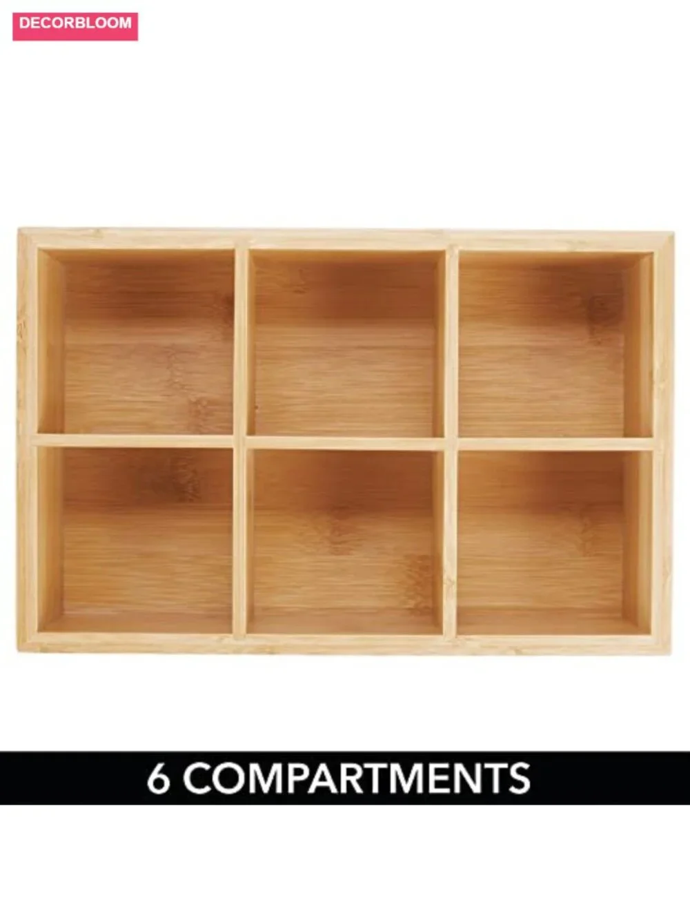 Bamboo Tea & Food Storage Organizer Box Set of 2 with 6 Compartments