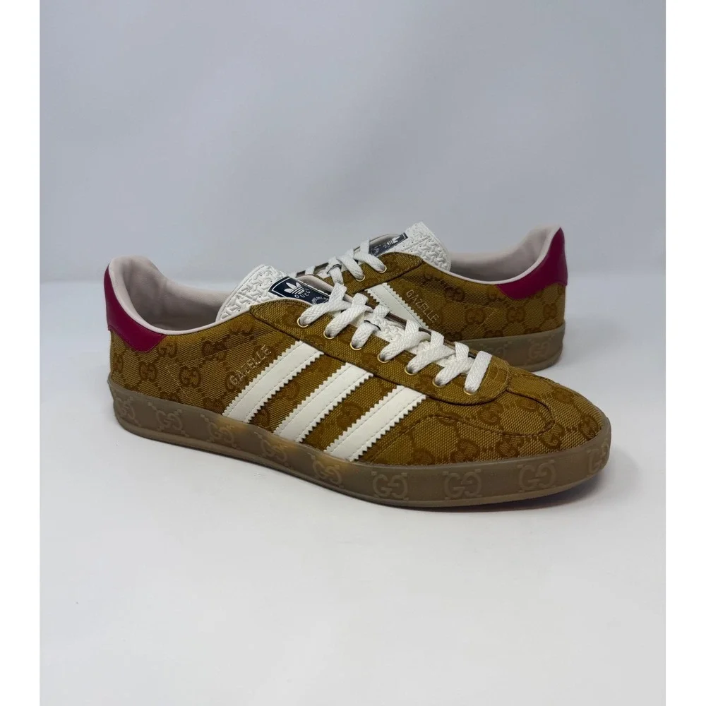 Gucci X Adidas Gazelle Sneaker GG Monogram Beige Size 10.5 US