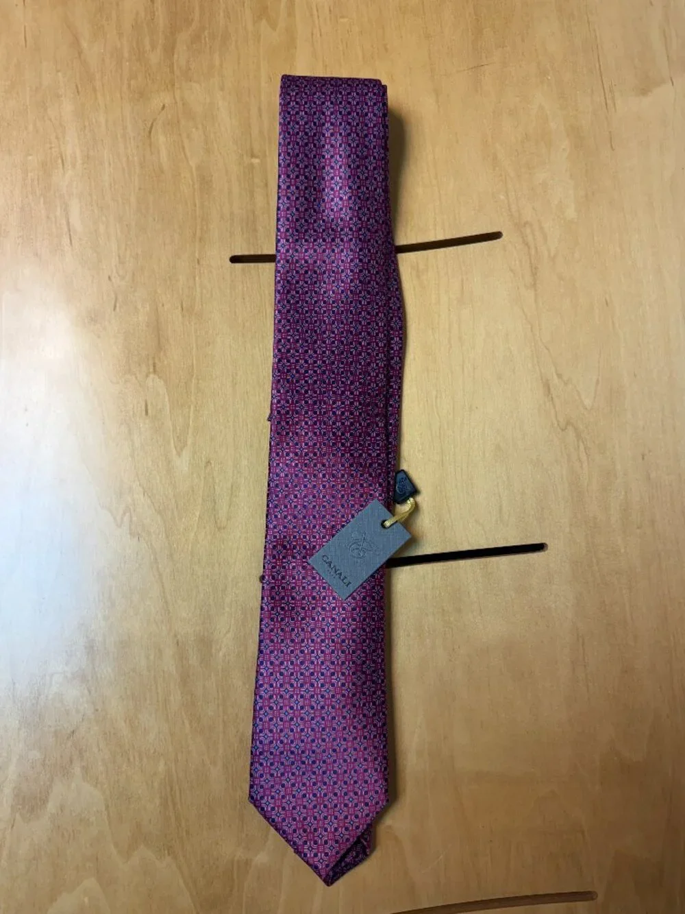 Canali Men's Geometric Pink & Blue Silk Tie-Brand New!