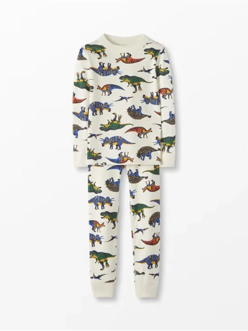 Hanna Andersson Cream Dinosaur Print Pajama Set with Dinosaurs Size 6-7