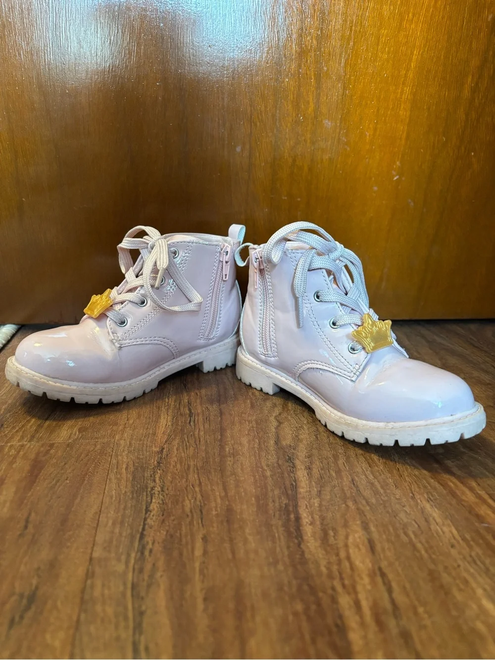 Disney Princess girls Pink Patent Lace-Up Boots