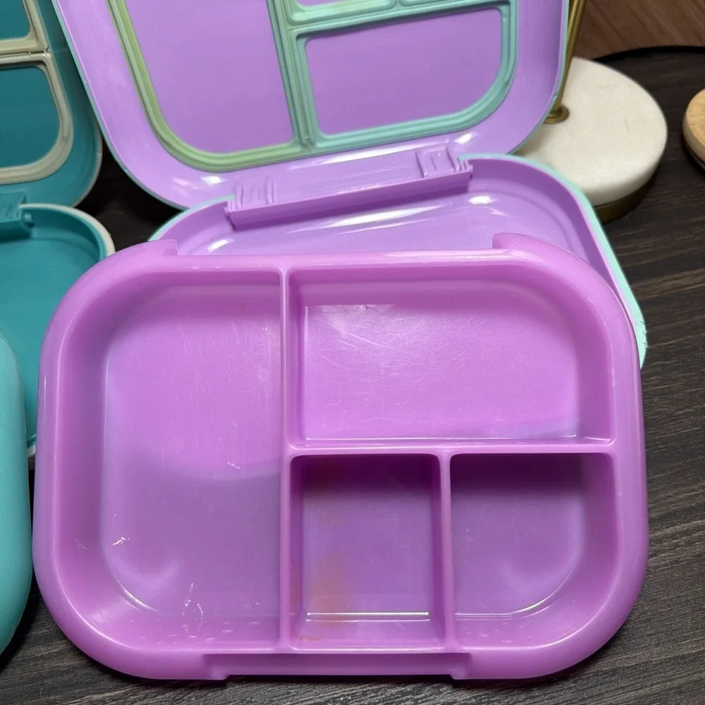 Bentgo Fresh Adults Bento Lunch Box Aqua Purple 2 Pack Leakproof BPA‎ 4 Sections