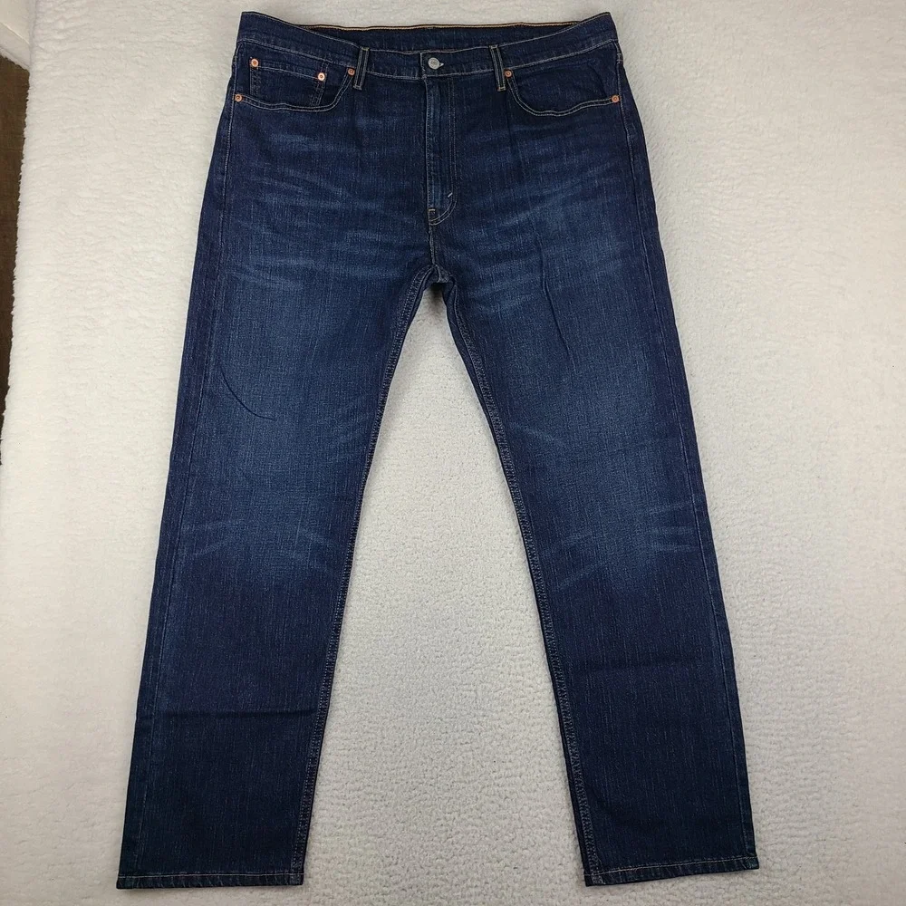 Levi's 505 Jeans Mens 40x32 Blue Regular Fit Straight Waterless Dark Wash Denim