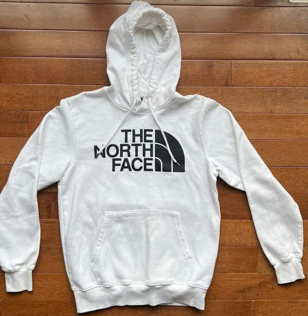 The North Face Hoodie White Pullover Sweatshirt Mens Small /Graphic Logo Hooded