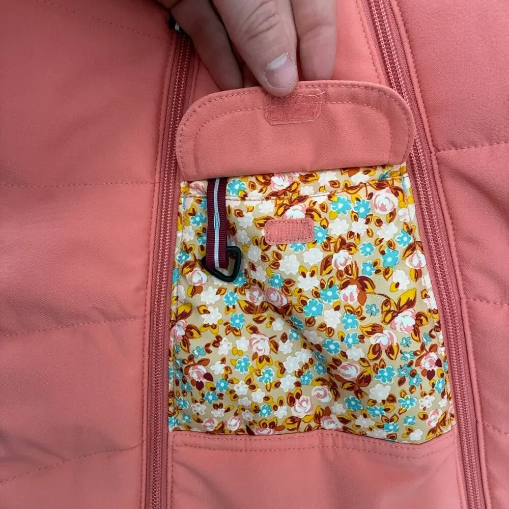Obermeyer Baby Snowsuit Bunting Coral Pink Floral Pompom Hooded 12-18M Winter