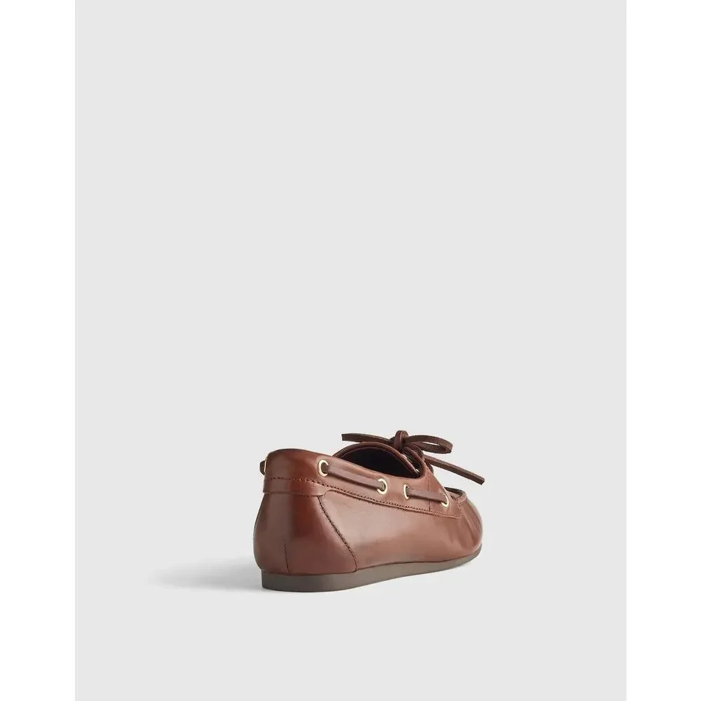 Madewell Women's The Jamie Boat Shoes Comfort Leather Cherry Wood Size 7 NWOB