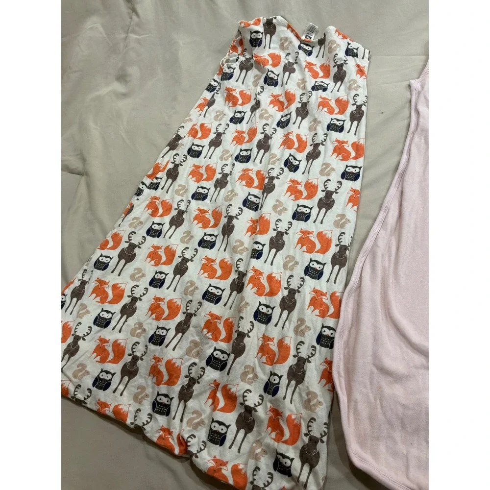 Lot of 2 SwaddleDesign Hudson Baby Sleep Sacks 12-18 Months Pink Woodland Animal