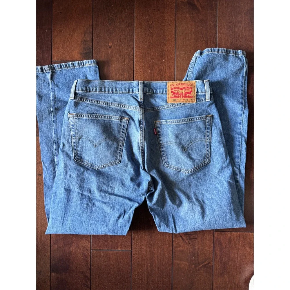 Levis 505 Regular Fit Straight Leg Mens Blue Denim‎ Jeans W32 L30 Medium Wash