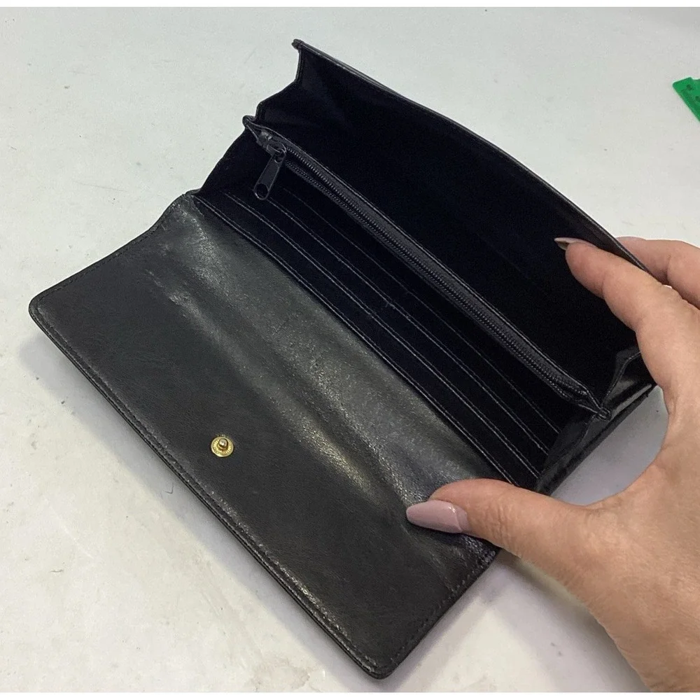 VTG Etienne Aigner Black Leather Wallet, Trifold