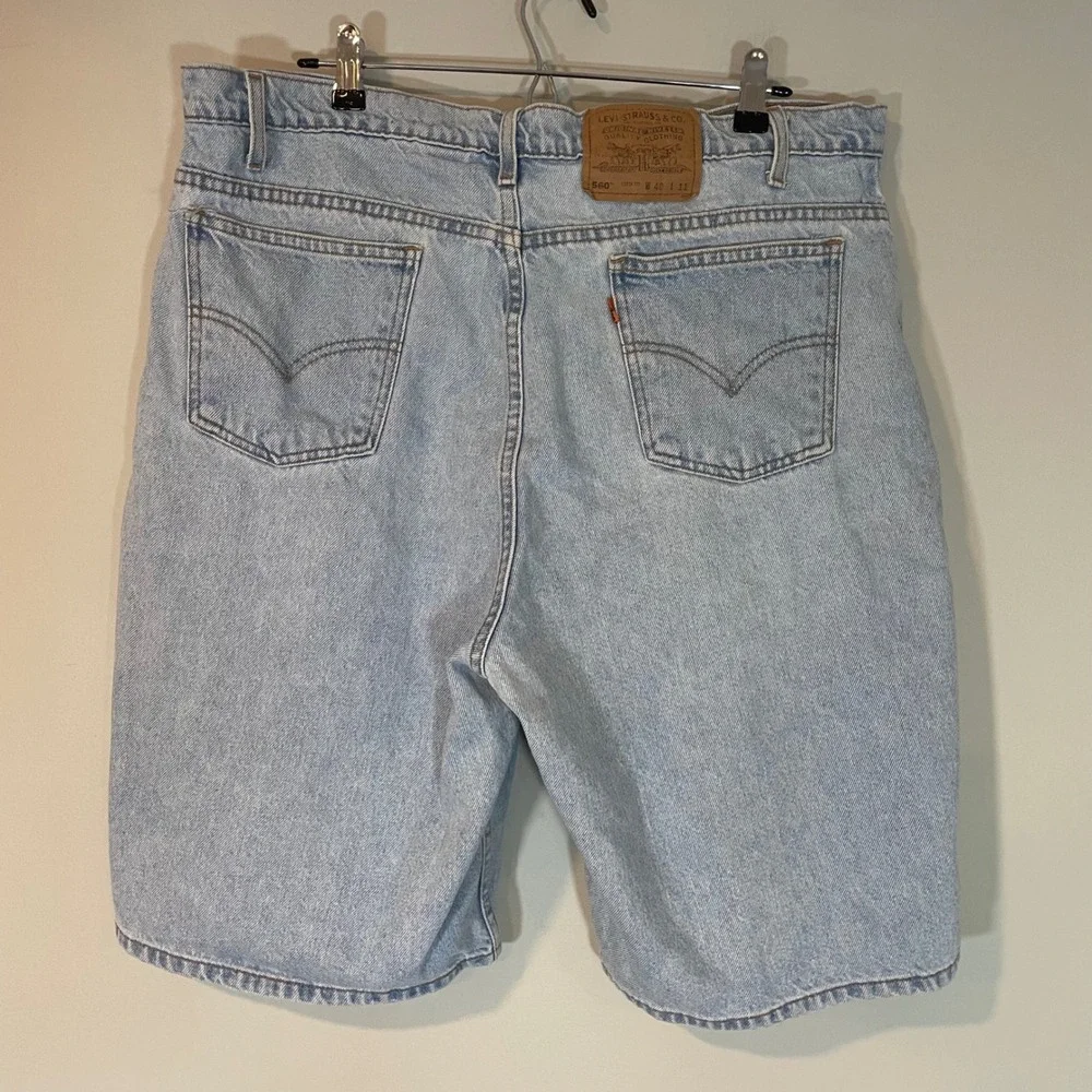 Vintage Levis 560 Loose Fit Orange Tab Denim Shorts‎ Light Wash Mens 40 READ 11