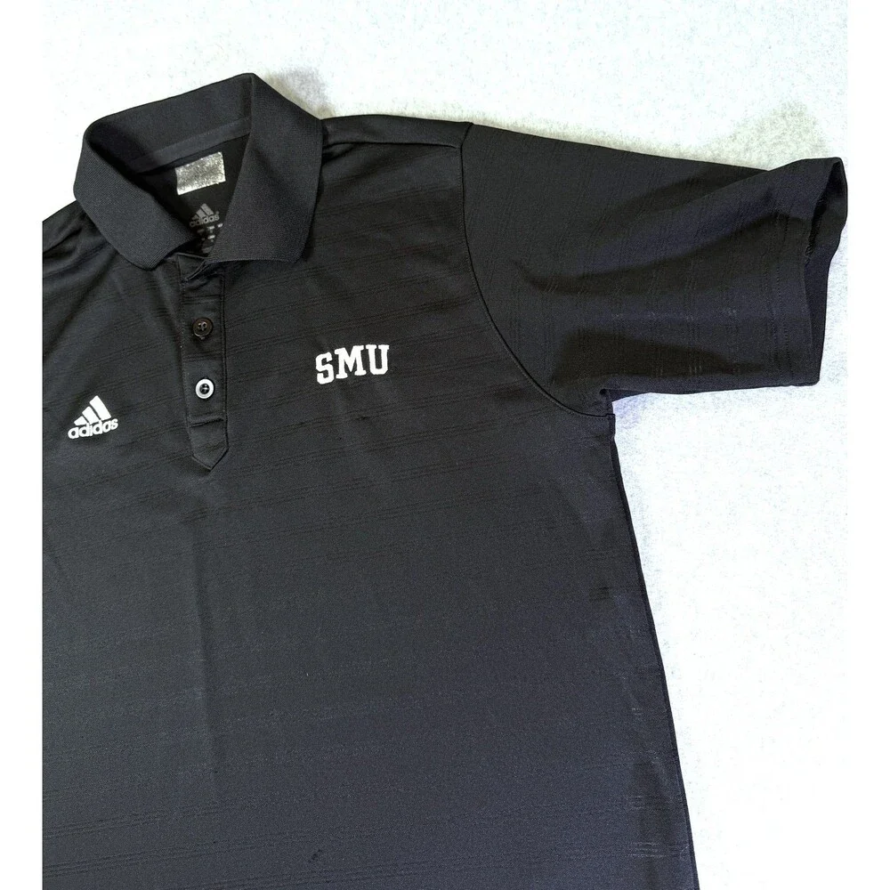 adidas Men's Black SMU Polo Shirt Performance Short Sleeve Collared Top 21.5
