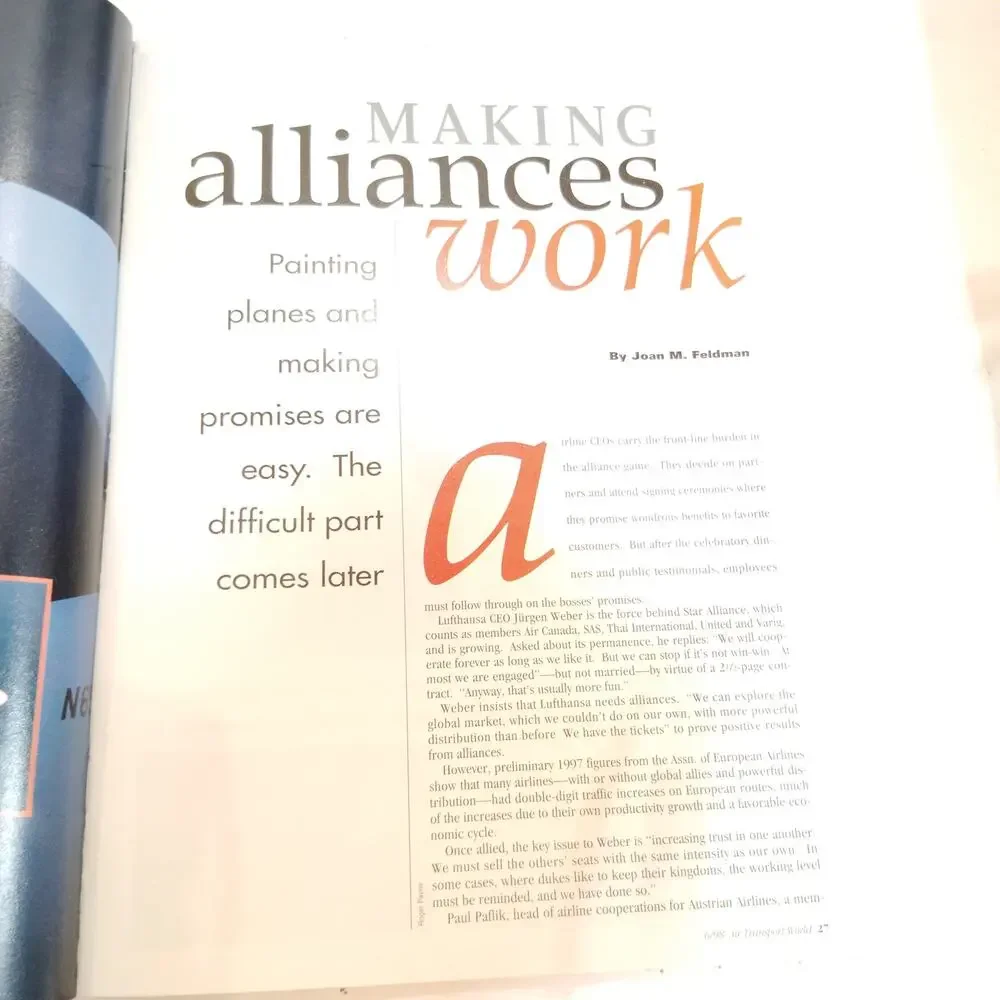 Air Transport World Magazine June 1998 - Building an Alliance Vintage Aviation