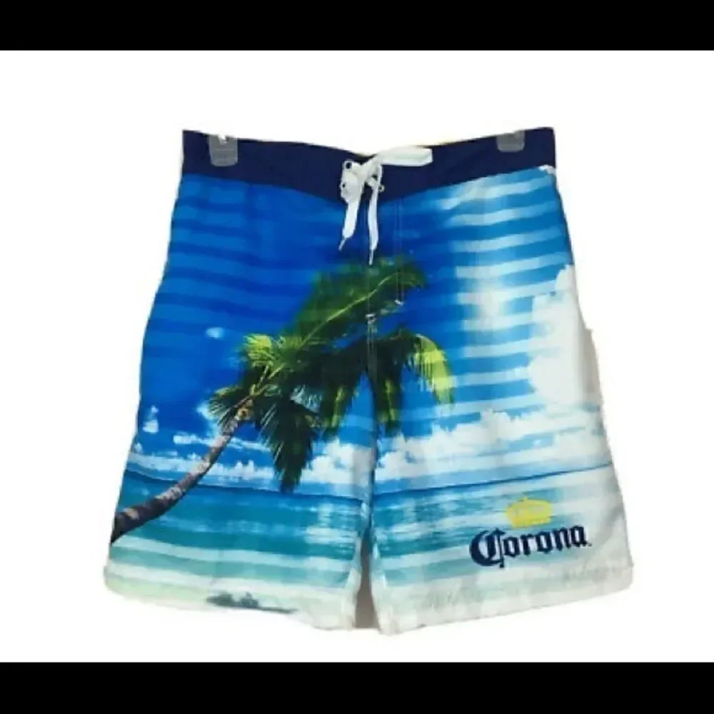 Corona bright color palm tree men’s swim trunks