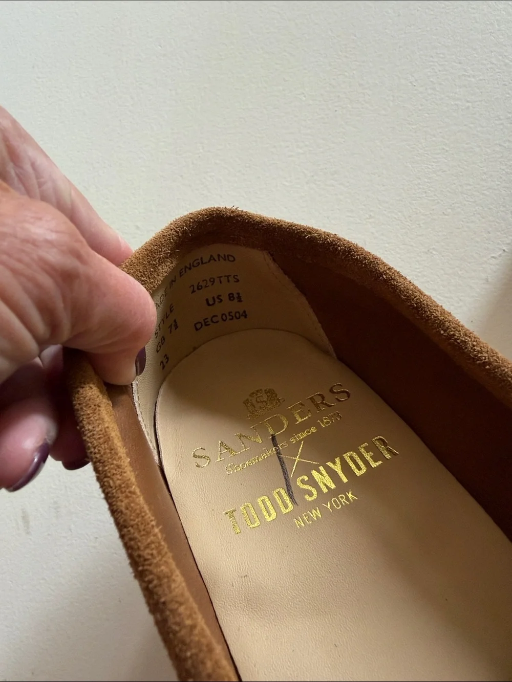 Todd Snyder X Sanders Suede Penny Loafers - Tan Brown Sz 8.5. Bag6