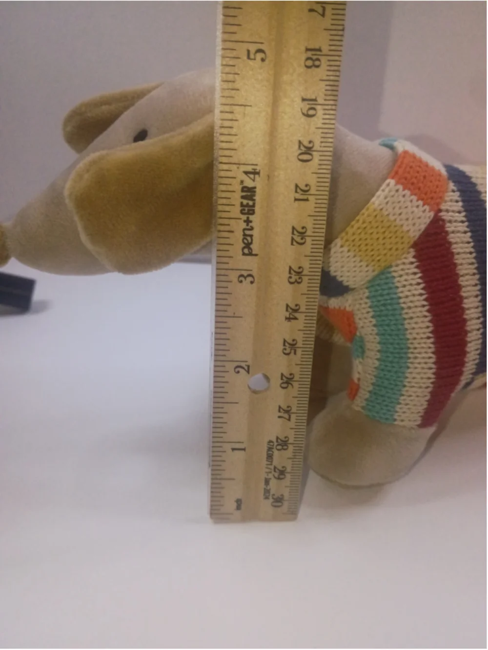 Creative co-op plush Daahshund toy Brown biggie in stripe sweater