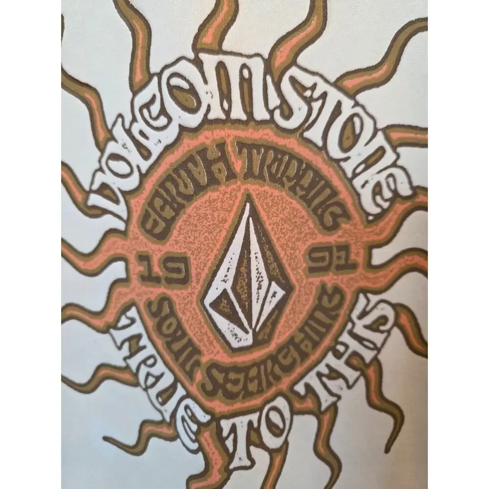 Volcom Crewneck Skate Sweatshirt Men's XL Cream Earth Graphic Tripping Surf