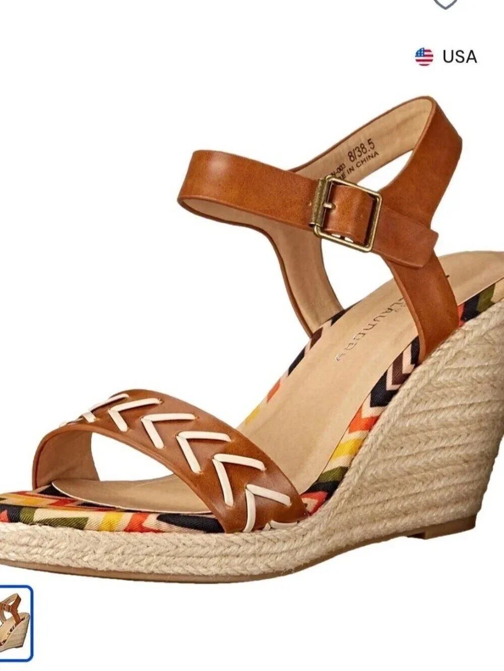 Chinese Laundry Wedge Sandals Women's 8.5 Multicolor Boho Espadrille Platform