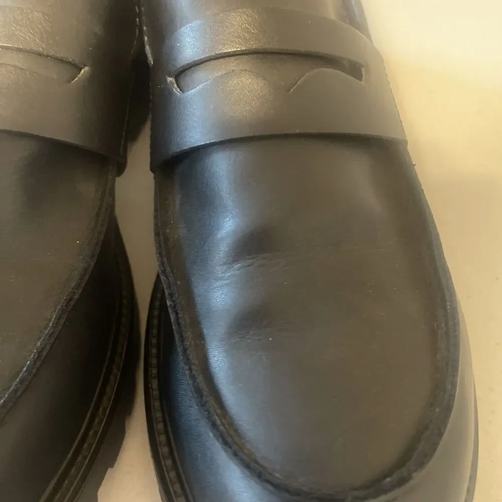 Women's black Penny Loafers Shoes Steve Madden 9M Lotto 1.5”heel