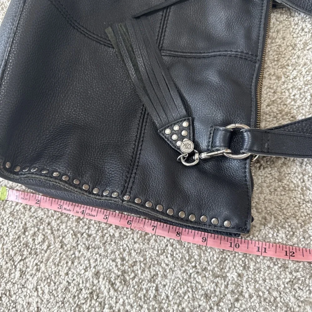 The Sak Silverlake Black Leather Studded Fringe Tote