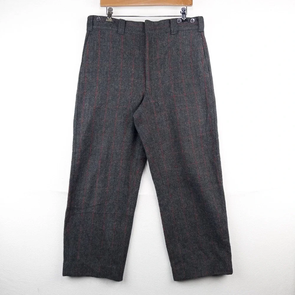 60's Vtg Woolrich Hunting Malone Pants 34x26 Wool Windowpane Stripe Talon USA