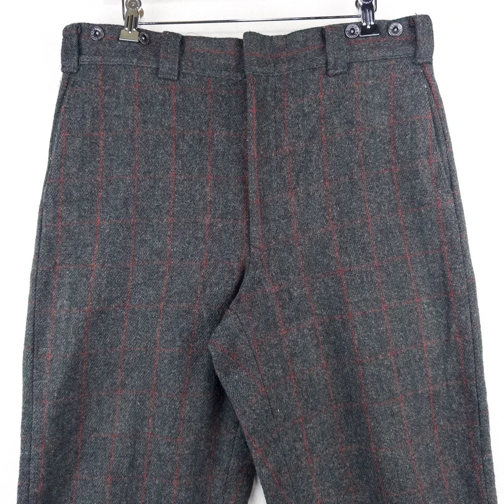 60's Vtg Woolrich Hunting Malone Pants 34x26 Wool Windowpane Stripe Talon USA